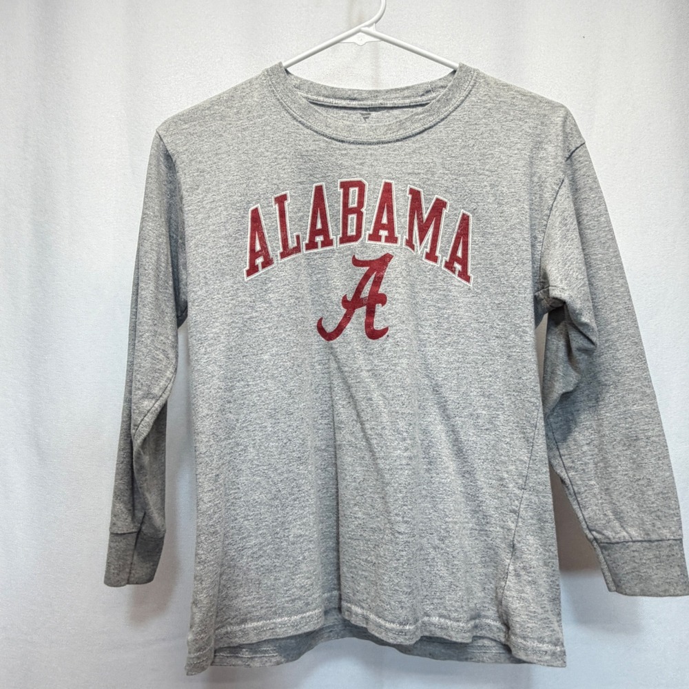 Alabama Crimson Tide Shirt Youth Kids Medium Fanatics Gray Long Sleeve Roll Tide